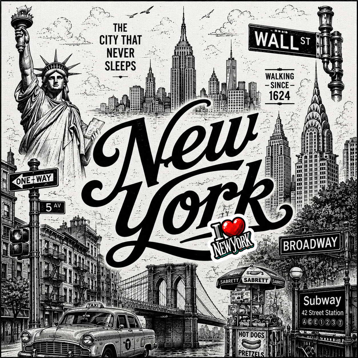 Bubble-free stickers I love New York Sticker by A Game of War