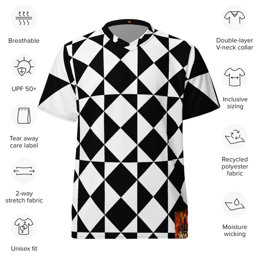 Brilliant Gambit Checkered Recycled Unisex Sports Jersey